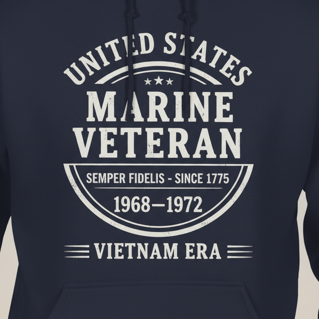 US Marine Corps Vietnam Veteran Hoodie - Proudly Served 1968-1972