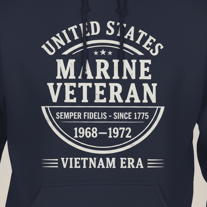 US Marine Corps Vietnam Veteran Hoodie - Proudly Served 1968-1972