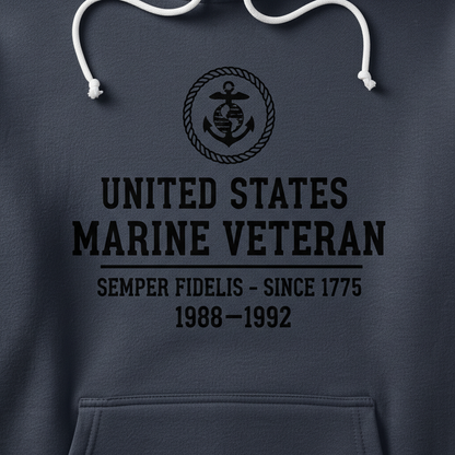 United States Marine Veteran Hoodie USMC Semper Fi Pride Pullover