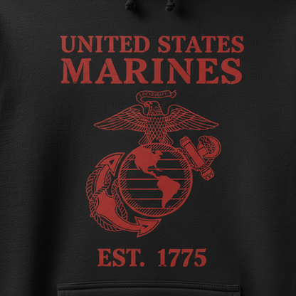 United States Marines Gold Arch Lettering Hoodie USMC EGA Heritage Pullover (Copy)
