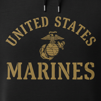United States Marines Gold Arch Lettering Hoodie USMC EGA Heritage Pullover