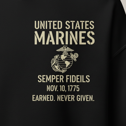 USMC Signature Emblem Black Hoodie