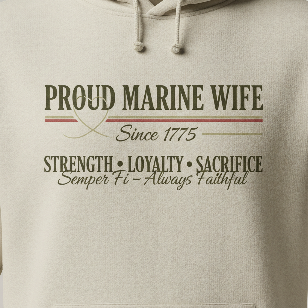 Proud Marine Wife Since 1775 Hoodie Strength Loyalty Sacrifice Patriotic Female Apparel