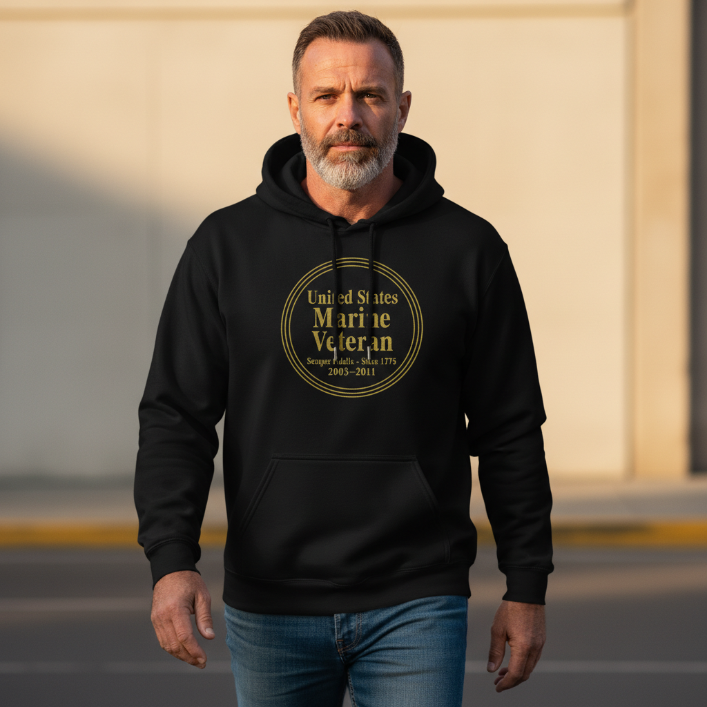Golden Honor: US Marine Veteran Elite Hoodie