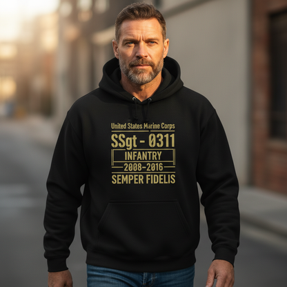 United States Marine Veteran Hoodie Semper Fidelis 1988-1992 Service Pride Pullover