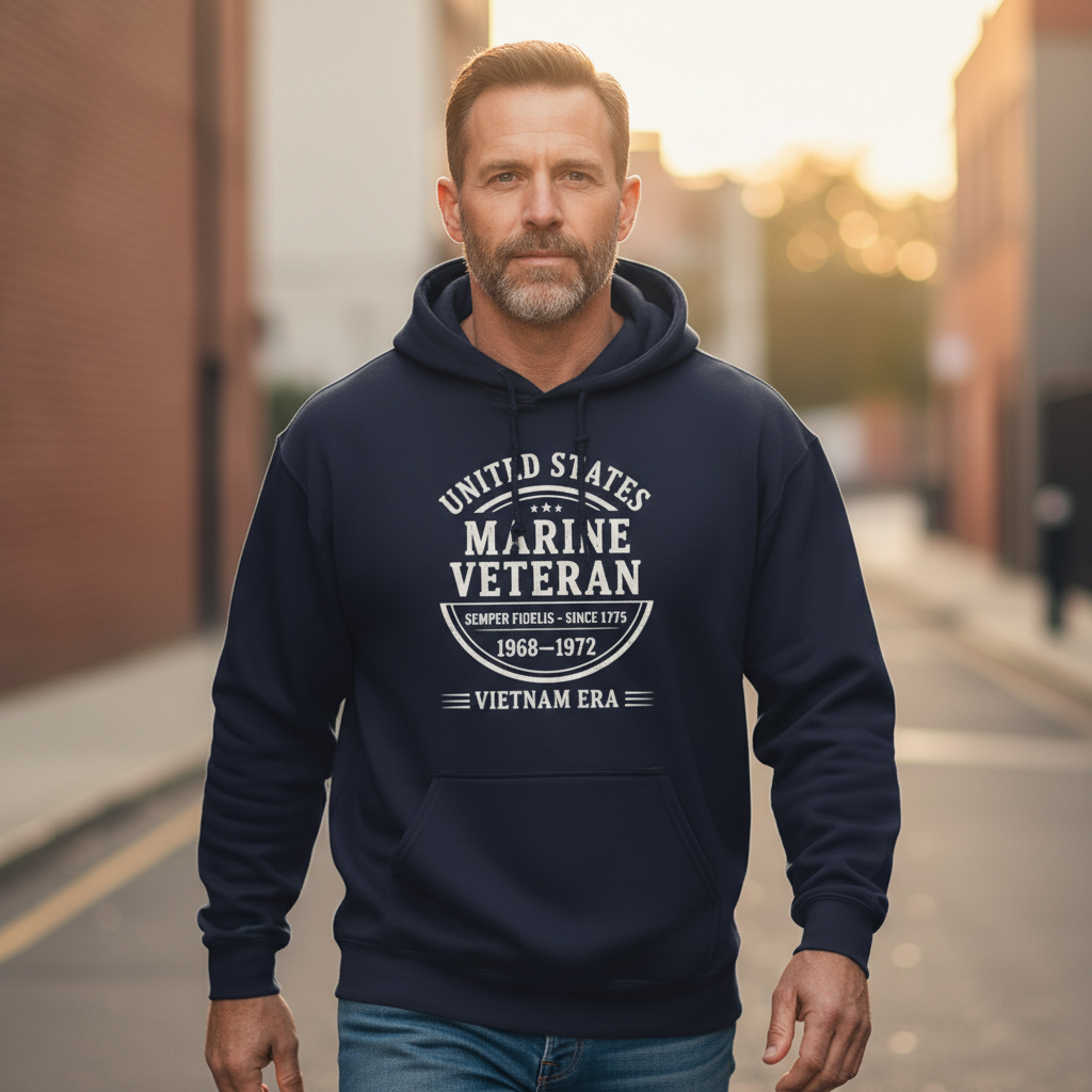 US Marine Corps Vietnam Veteran Hoodie - Proudly Served 1968-1972