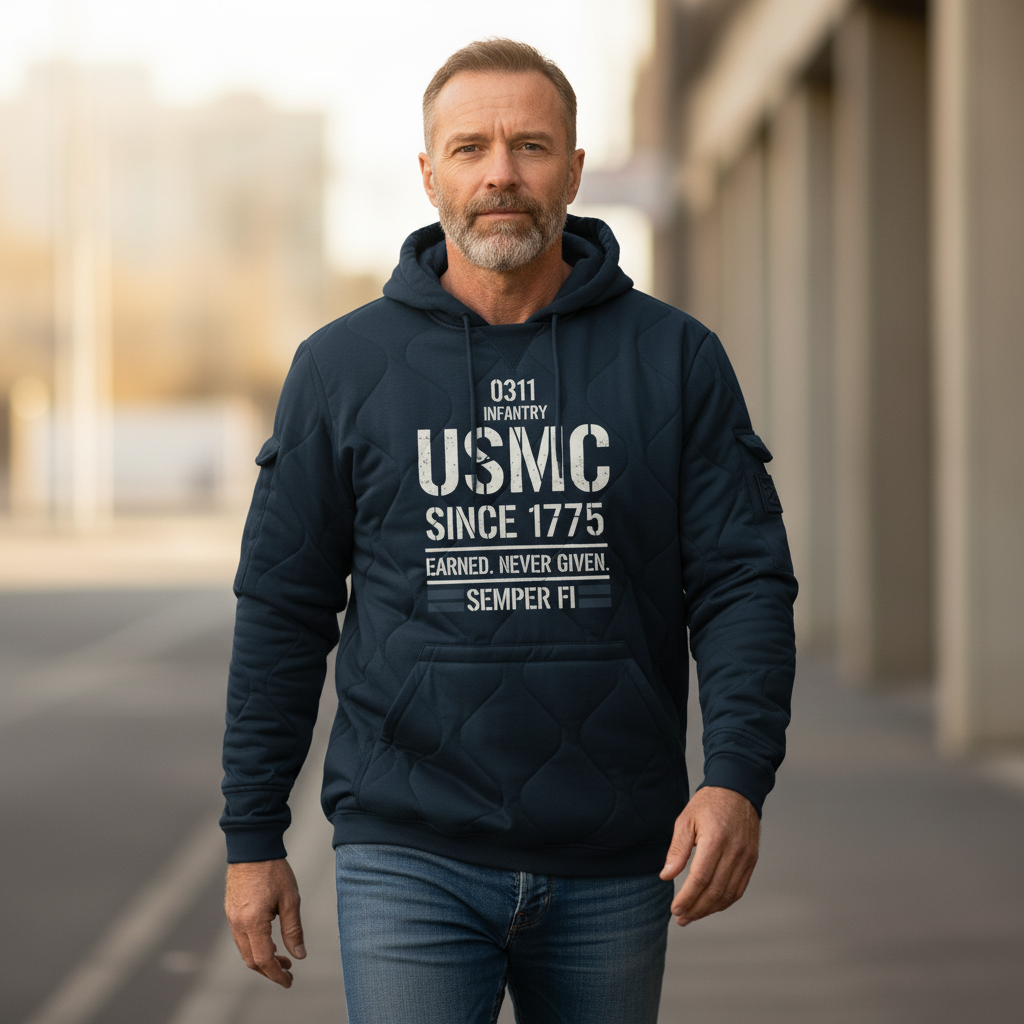 USMC Elite "Semper Fi" Quilted Tactical Hoodie