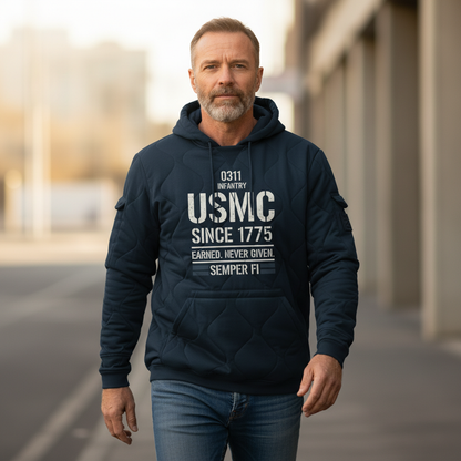 USMC Elite "Semper Fi" Quilted Tactical Hoodie