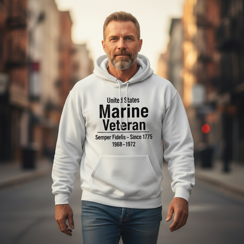 US Marine Veteran Hoodie - Vietnam Era 1968-1972 - Semper Fi Men's Sweatshirt