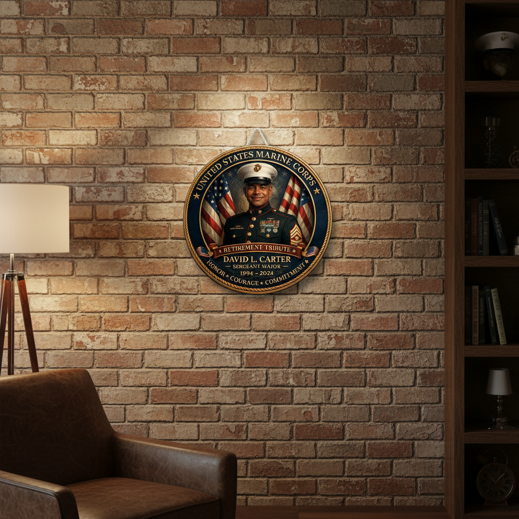 Custom USMC Retirement Tribute Wall Sign - Personalized Marine Corps Veteran Plaque - Sergeant Major Retirement Gift