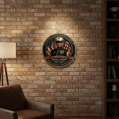 Custom USMC Retirement Tribute Wall Sign - Personalized Marine Corps Veteran Plaque - Sergeant Major Retirement Gift