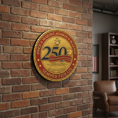 Personalized USMC 250th Anniversary Wall Sign - Custom Name Marine Corps Birthday Medallion