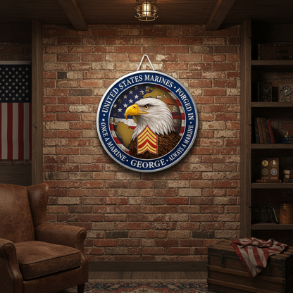 Personalized USMC Eagle Wall Decor - Custom Name Marine Corps Sign - Once A Marine Always A Marine Wall Art