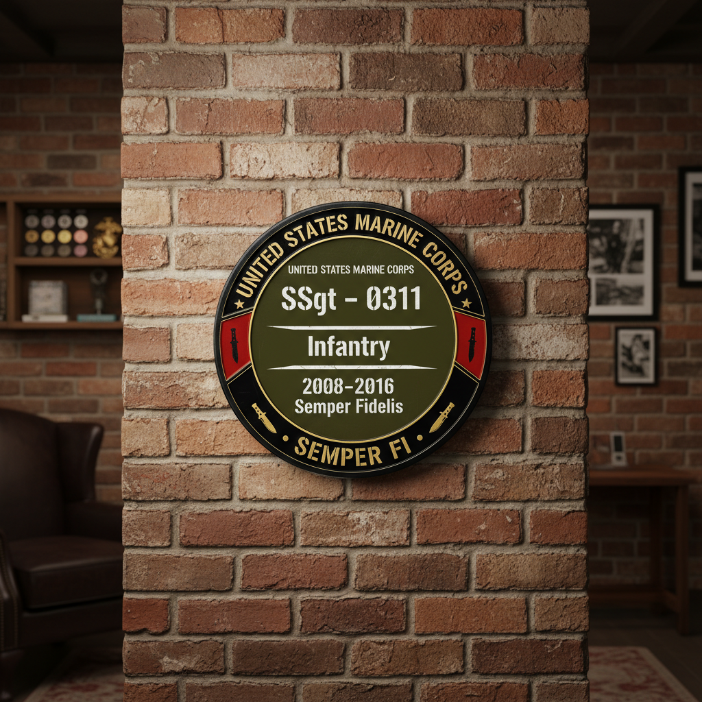 Personalized US Marine Corps Infantry Wall Sign - Custom SSgt 0311 Military Service Plaque - Semper Fi Veteran Gift