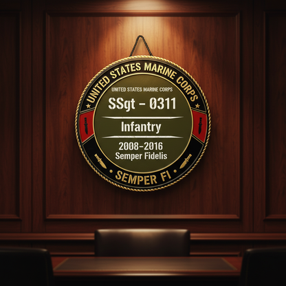 Personalized US Marine Corps Infantry Wall Sign - Custom SSgt 0311 Military Service Plaque - Semper Fi Veteran Gift