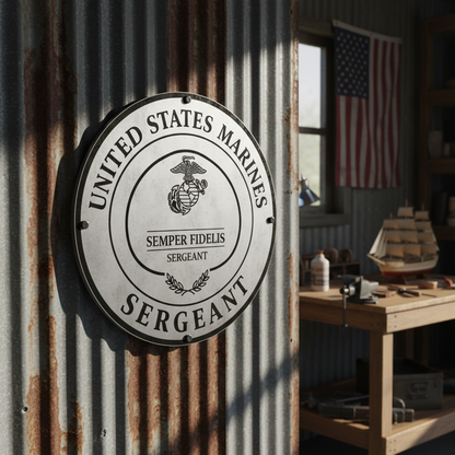 Personalized United States Marines Semper Fidelis Metal Wall Art Sign