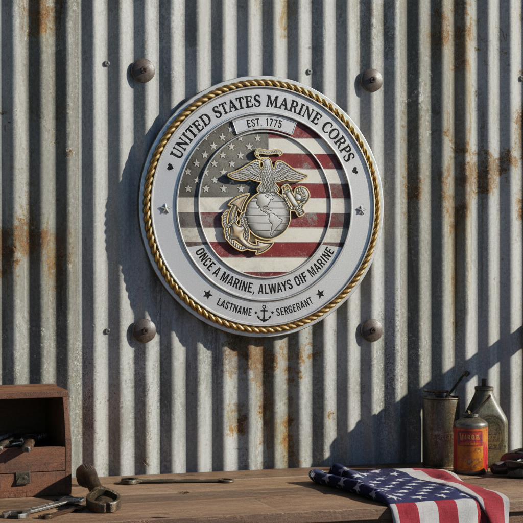 Customizable US Marine Corps Once A Marine Always A Marine Medal Design