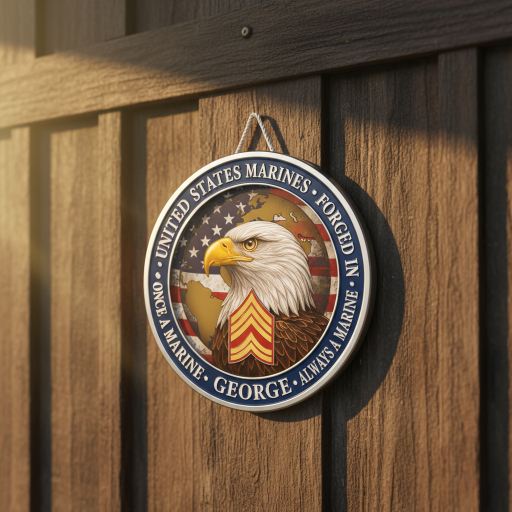 Personalized USMC Eagle Wall Decor - Custom Name Marine Corps Sign - Once A Marine Always A Marine Wall Art