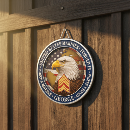 Personalized USMC Eagle Wall Decor - Custom Name Marine Corps Sign - Once A Marine Always A Marine Wall Art