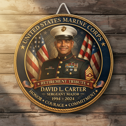 Custom USMC Retirement Tribute Wall Sign - Personalized Marine Corps Veteran Plaque - Sergeant Major Retirement Gift