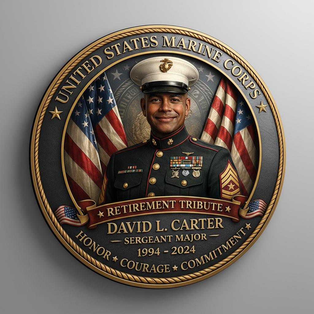 Custom USMC Retirement Tribute Wall Sign - Personalized Marine Corps Veteran Plaque - Sergeant Major Retirement Gift