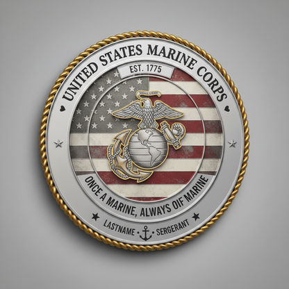 Customizable US Marine Corps Once A Marine Always A Marine Medal Design
