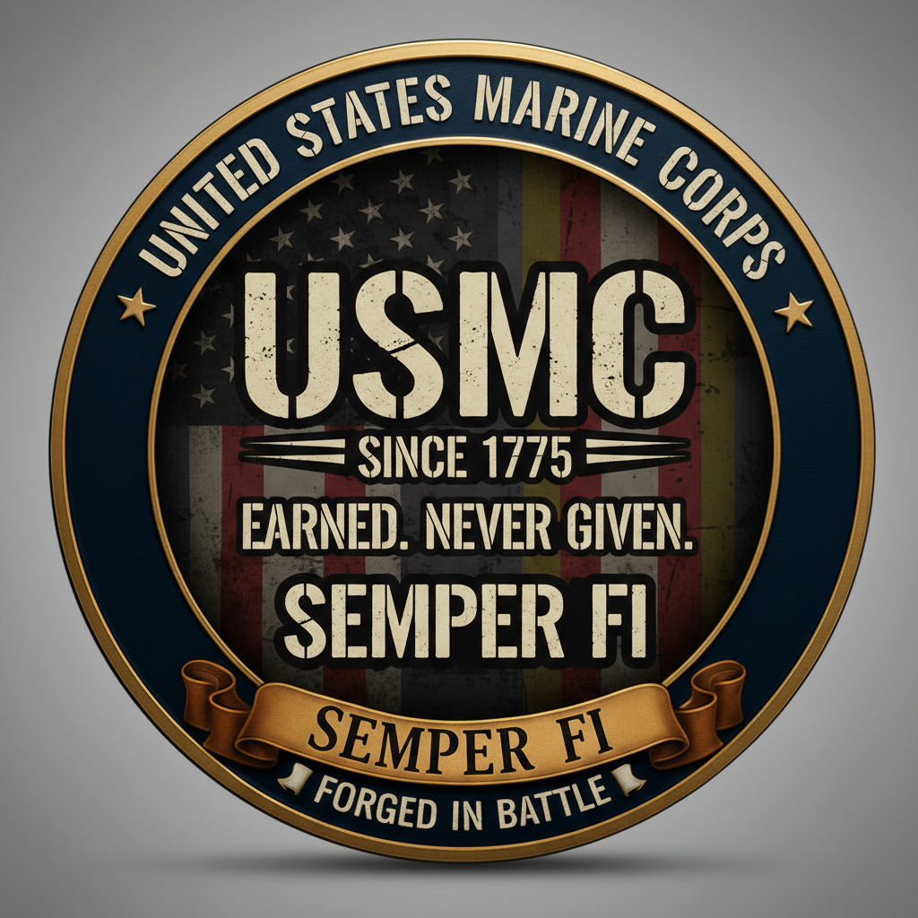 Custom USMC Metal Wall Sign - Personalized United States Marine Corps Semper Fi Plaque - Military Retirement Gift - Veteran Appreciation Decor - Forged in Battle Design