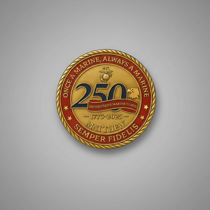 Personalized USMC 250th Anniversary Wall Sign - Custom Name Marine Corps Birthday Medallion