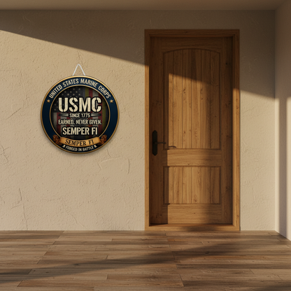 Custom USMC Metal Wall Sign - Personalized United States Marine Corps Semper Fi Plaque - Military Retirement Gift - Veteran Appreciation Decor - Forged in Battle Design