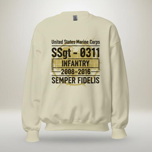 Distressed Marine Corps Infantry Veteran Graphic Crewneck