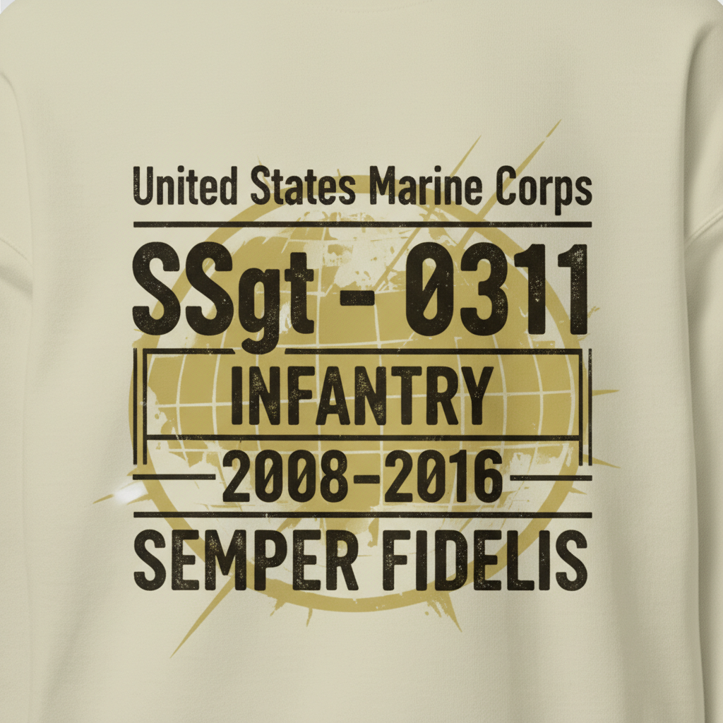 Distressed Marine Corps Infantry Veteran Graphic Crewneck