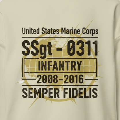 Distressed Marine Corps Infantry Veteran Graphic Crewneck
