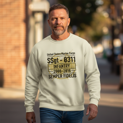Distressed Marine Corps Infantry Veteran Graphic Crewneck