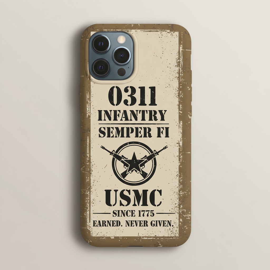 Personalizable USMC 0311 Infantry Rifleman Phone Case - Semper Fi Distressed Design