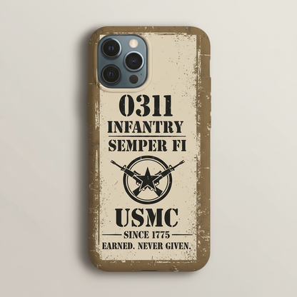 Personalizable USMC 0311 Infantry Rifleman Phone Case - Semper Fi Distressed Design