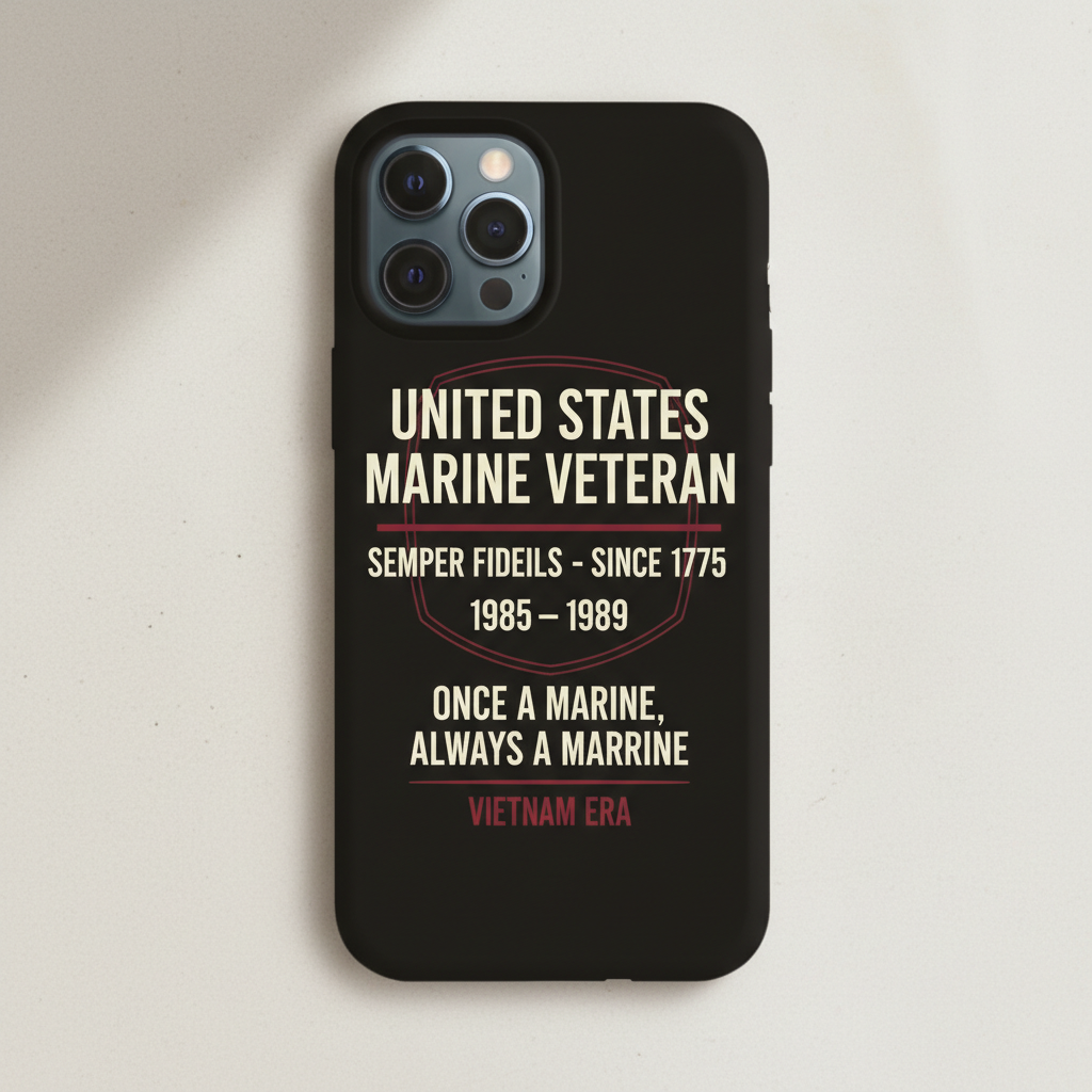 Personalized United States Marine Corps Phone Case - Custom Name & Year Military Veteran Protective Cover - Semper Fi Design