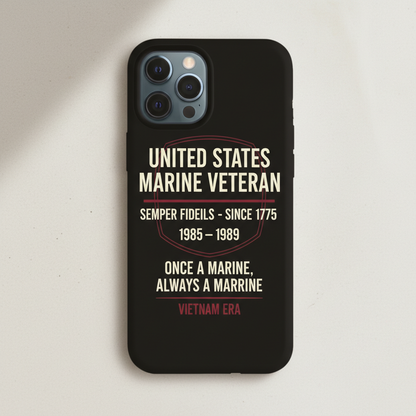 Personalized United States Marine Corps Phone Case - Custom Name & Year Military Veteran Protective Cover - Semper Fi Design