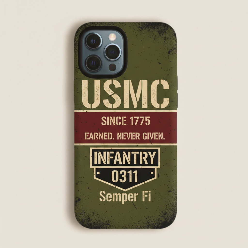 USMC Infantry 0311 Semper Fi Custom Phone Case - Personalized Marine Corps Veteran Gift