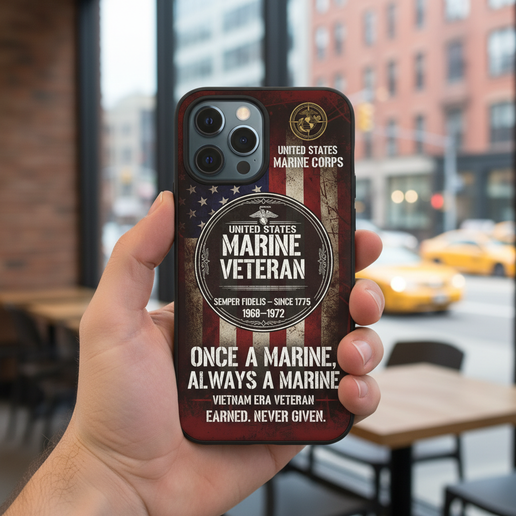 United States Marine Corps Veteran Phone Case - Custom Years of Service 1968-1972 - Vietnam Era Veteran Tribute Cover