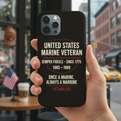 Personalized United States Marine Corps Phone Case - Custom Name & Year Military Veteran Protective Cover - Semper Fi Design