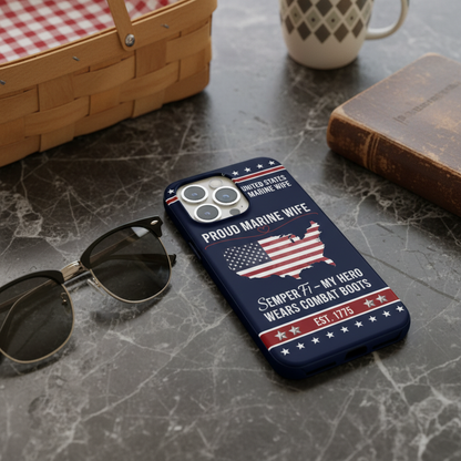 Custom Proud Marine Wife Phone Case - My Hero Wears Combat Boots - Personalized USMC Spouse Gift