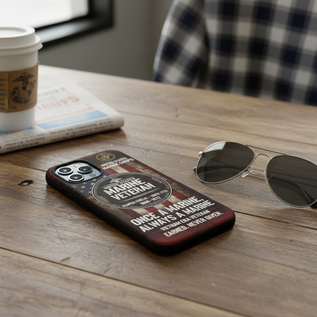 United States Marine Corps Veteran Phone Case - Custom Years of Service 1968-1972 - Vietnam Era Veteran Tribute Cover