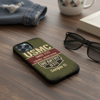 USMC Infantry 0311 Semper Fi Custom Phone Case - Personalized Marine Corps Veteran Gift