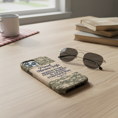 Custom Name Proud Marine Wife Phone Case - Military Camo Strong Wife Gift