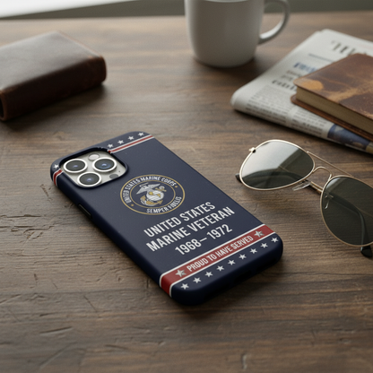 Custom USMC Veteran Phone Cover - Semper Fidelis Marine Corps Gift - Personalized Service Years 1968-1972