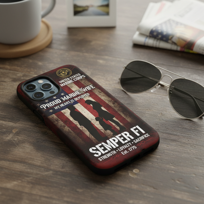 Proud Marine Wife "My Heart Is Deployed" Phone Case | USMC Semper Fi Tribute