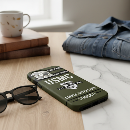 Custom Name USMC Marine Corps Phone Case - Earned Never Given - Military Gift
