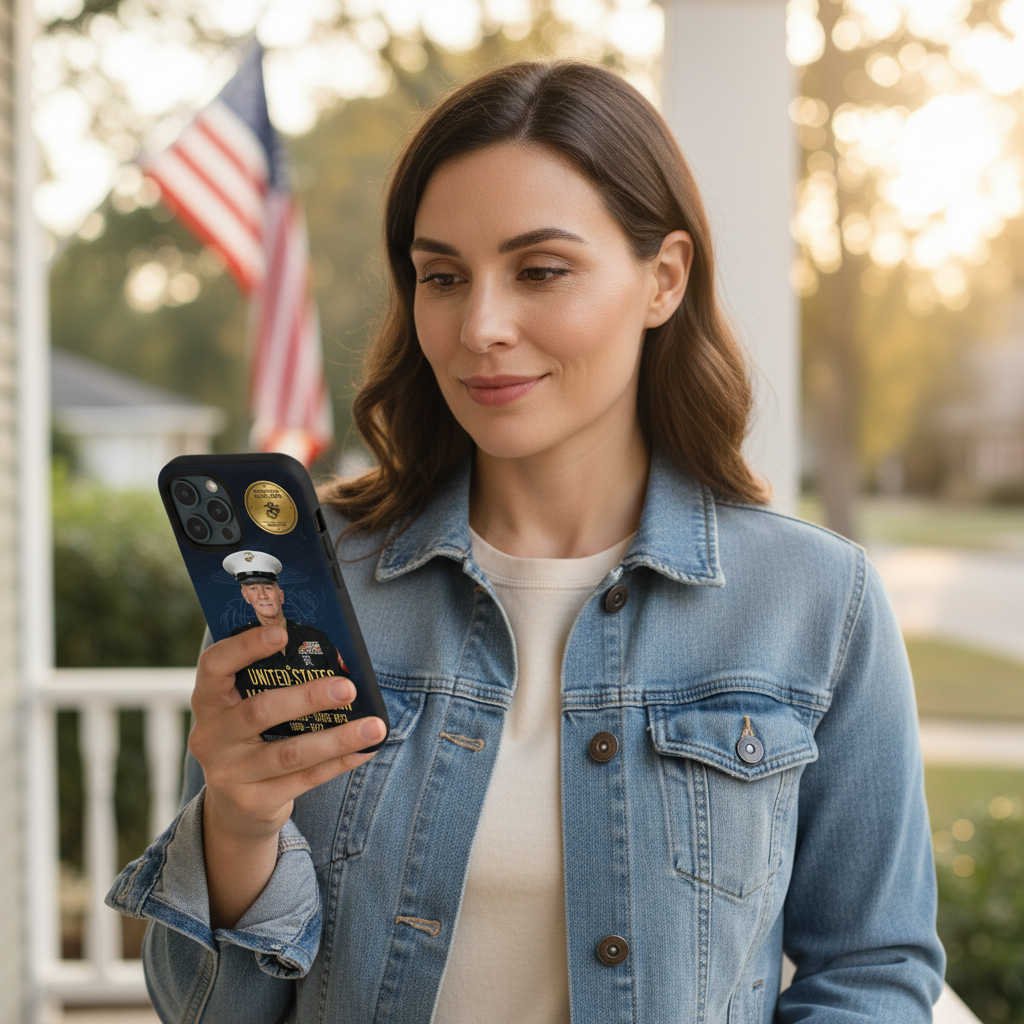 Custom USMC Veteran Phone Case with Photo | Personalized Marine Corps Commemorative Cover | Forged by Duty Since 1775