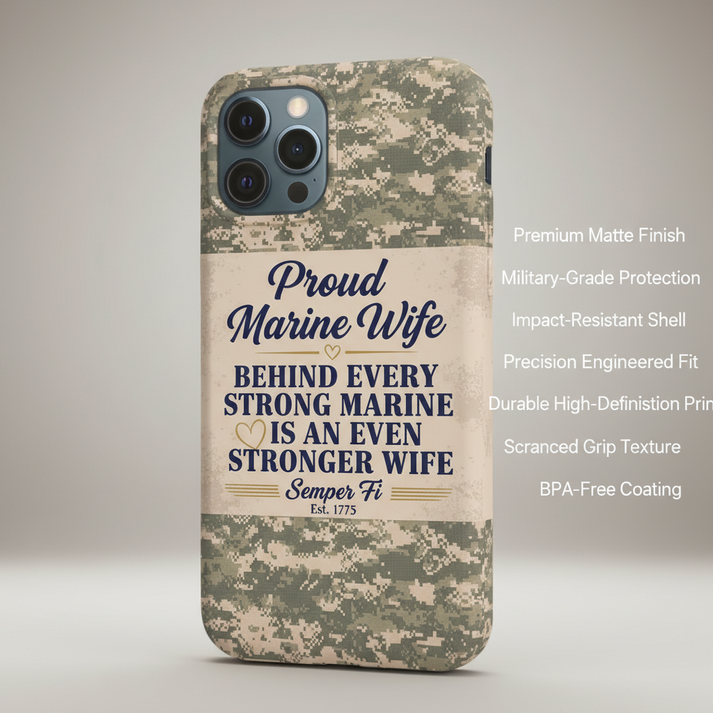 Custom Name Proud Marine Wife Phone Case - Military Camo Strong Wife Gift