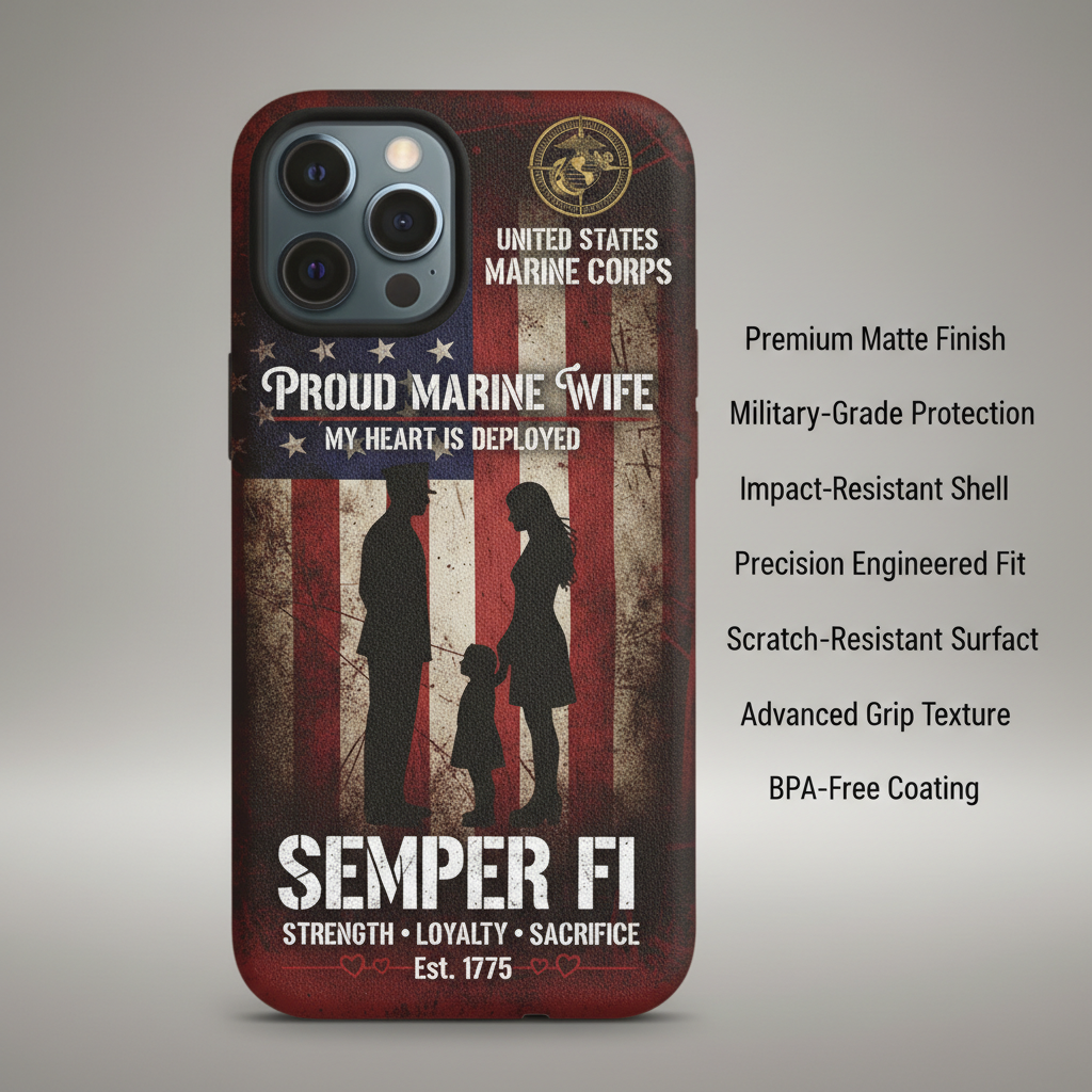 Proud Marine Wife "My Heart Is Deployed" Phone Case | USMC Semper Fi Tribute